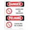Signmission OSHA Danger Sign, Gasoline No Smoking Bilingual, 18in X 12in Decal, 12" W, 18" L, Bilingual Spanish OS-DS-D-1218-VS-1276 - alternate 1